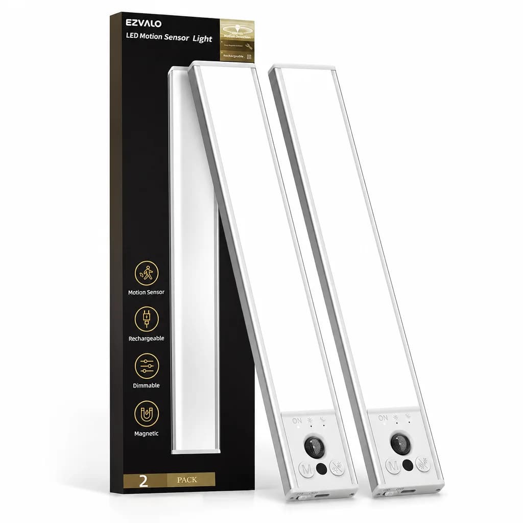 EZVALO Rechargeable Magnetic Motion Sensor Lights — 2-Pack